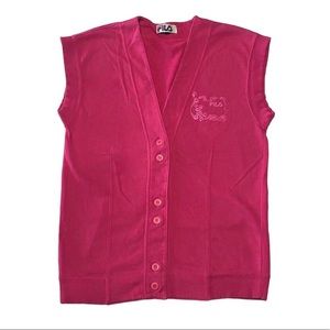 pink button-up fila vest
